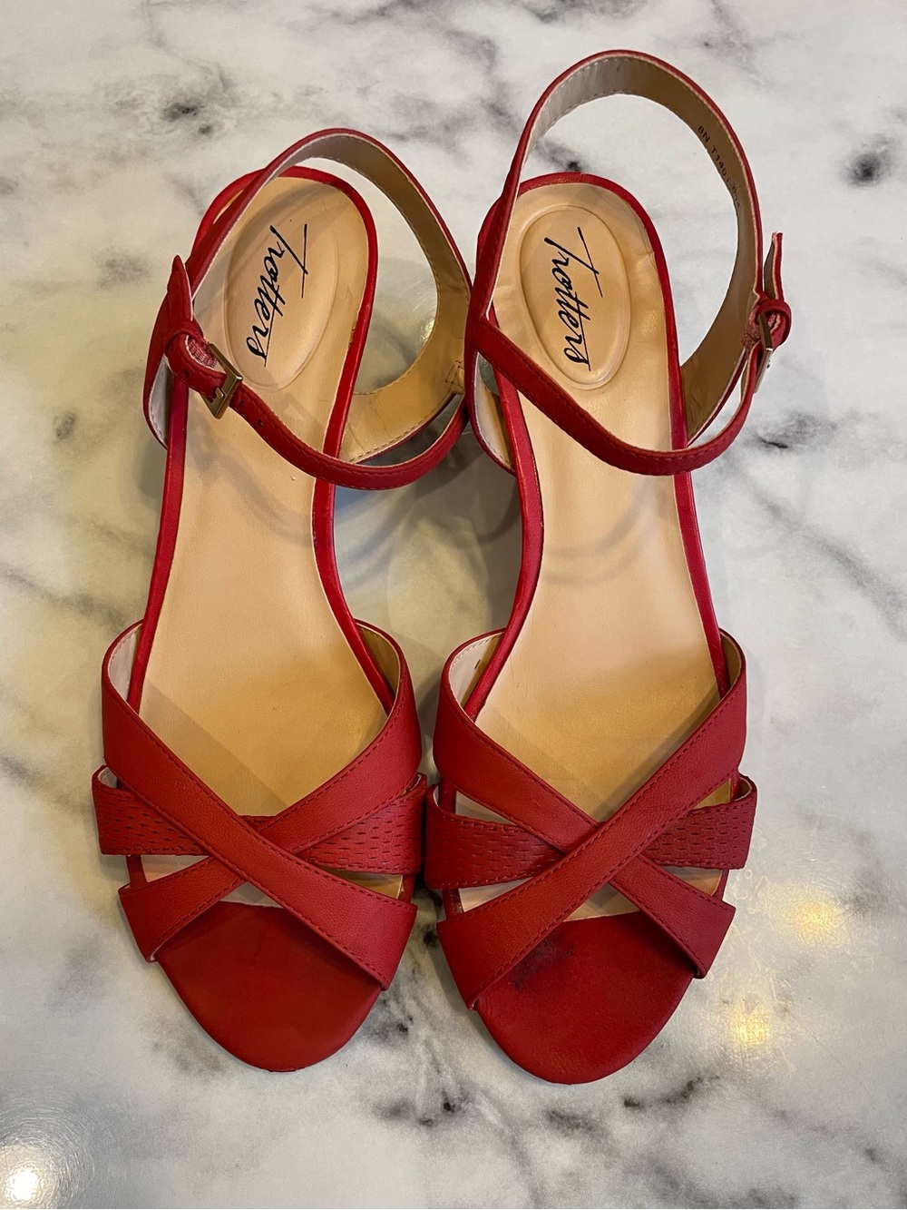 Trotters Red Crisscross Slingback Sandals